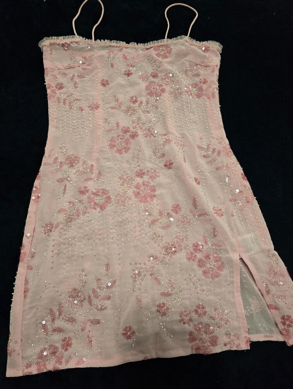 Edikted Pink Sequin Floral Mini Dress
